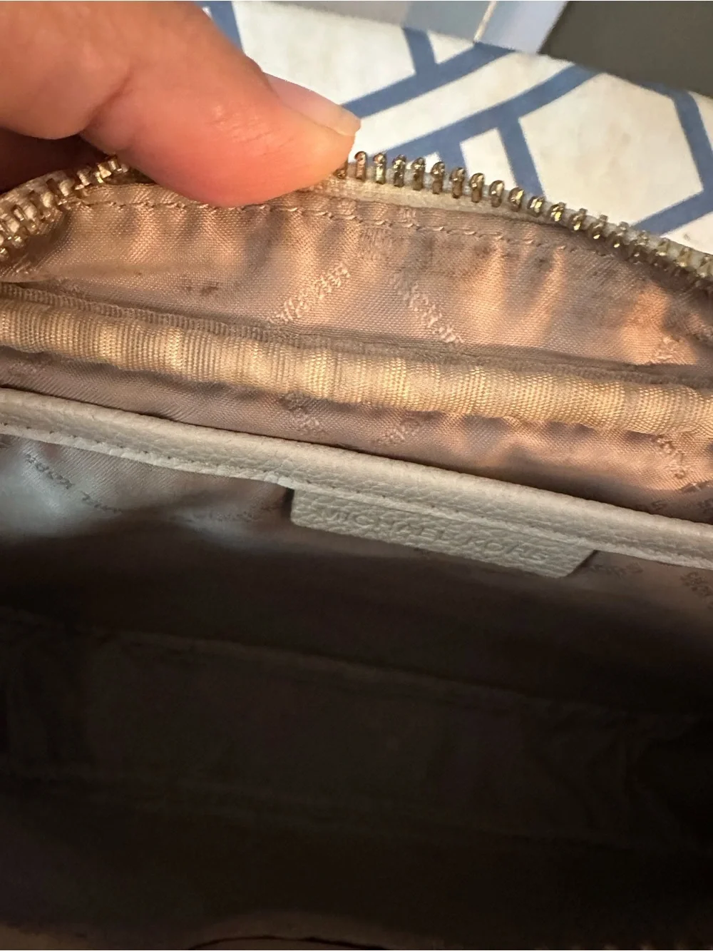 Michael Kors Cream Pebbled Leather Crossbody with Gold Logo